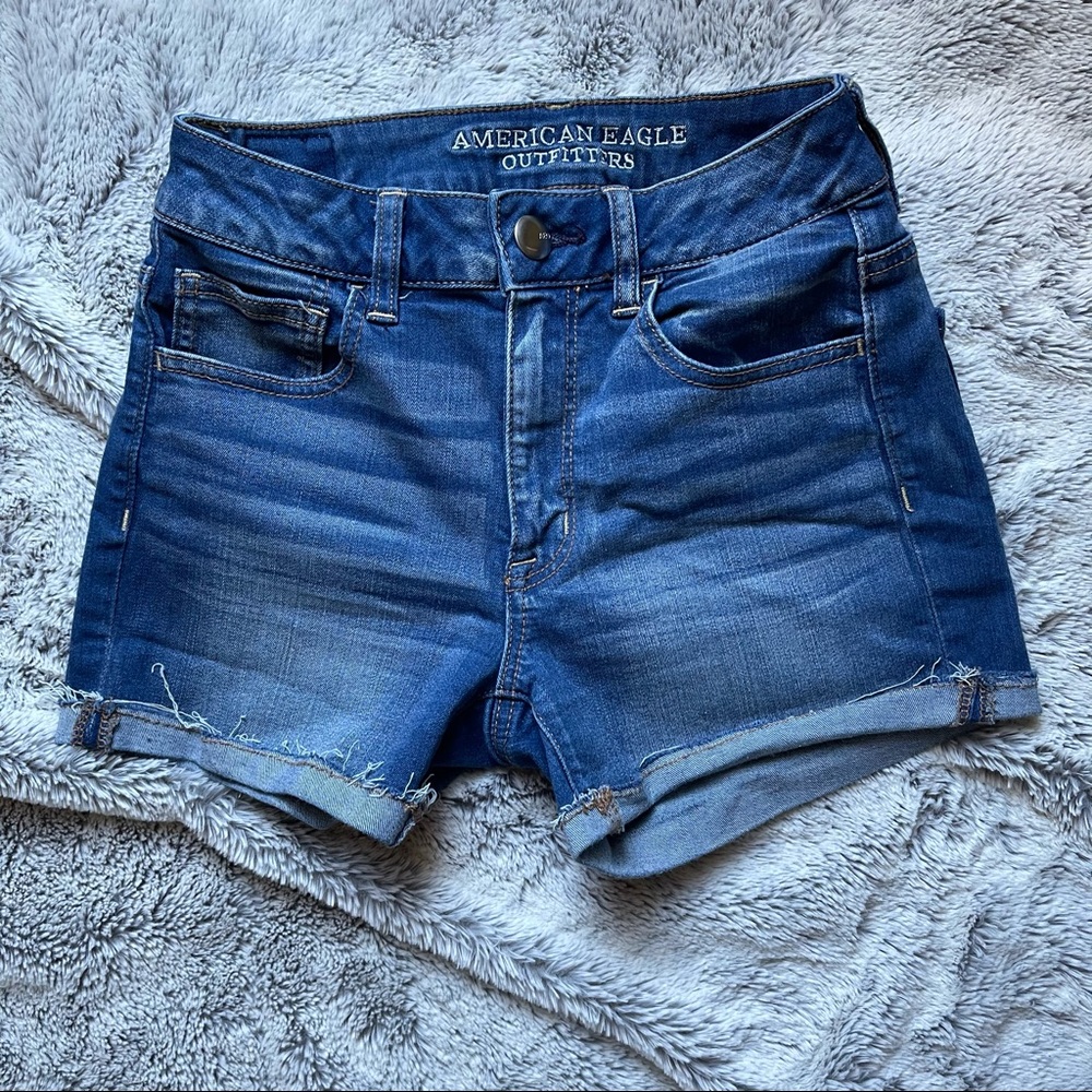 AEO Denim Super Stretch Shorts Hi Rise - 2